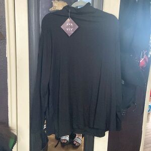 Ava & Viv Size 3X Top Black Mock Neck Long Sleeve Soft Stretch FREE WITH BUNDLE